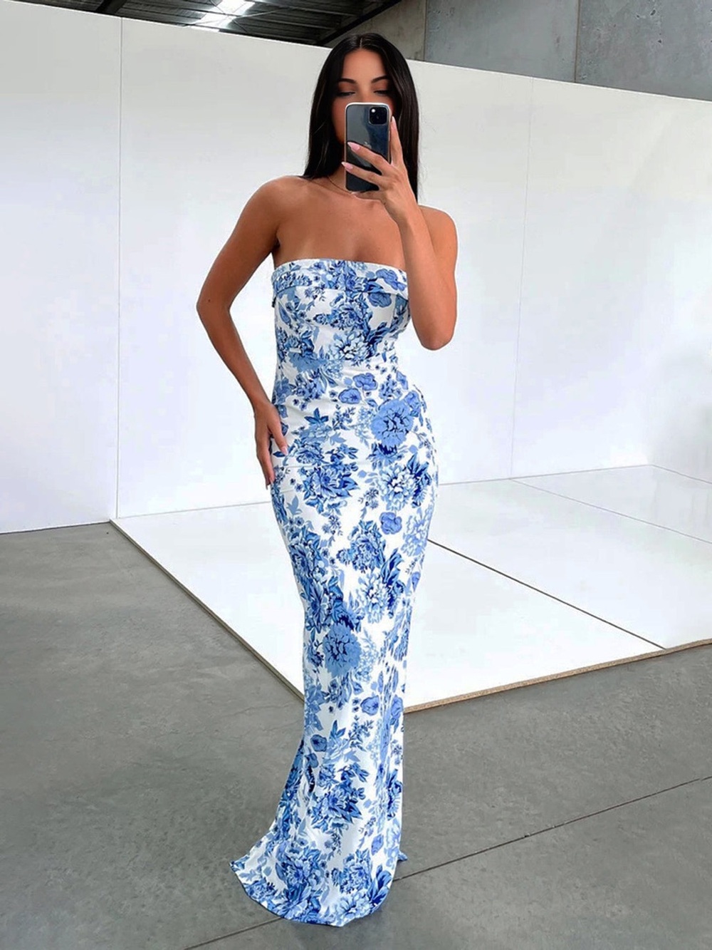 Commense Multi Floral Split Long Dress